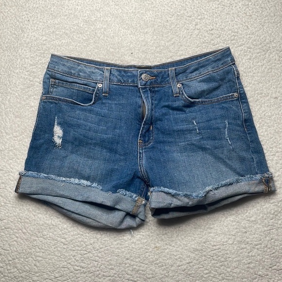 Just black Shorts raw hem folded Stretch Distressed Comfy Size 29 - Picture 1 of 7